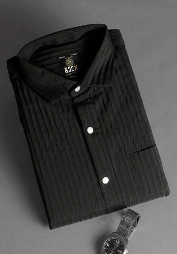 Black Colour Casual Shirt For Men with Shrink