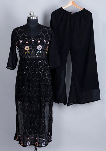 Black Colour Tops & Palazzo Set 1