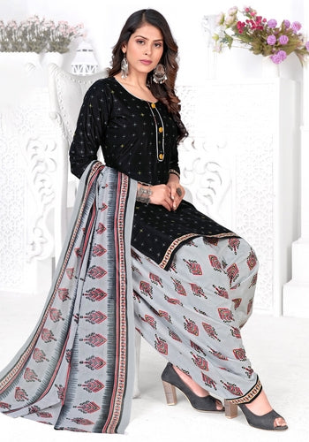 Black & Grey Colour Unstitched Salwar Material