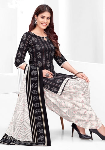 Black & White Colour Unstitched Salwar Material