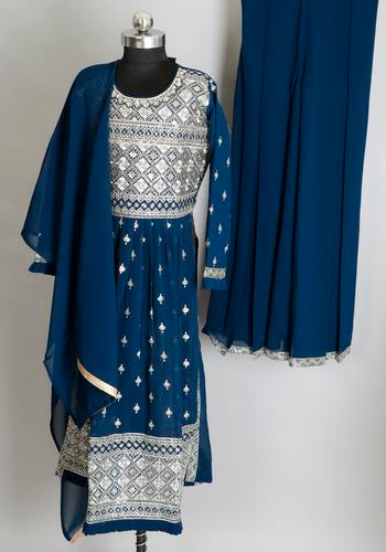 Blue Colour Girls Salwar Readymade Set