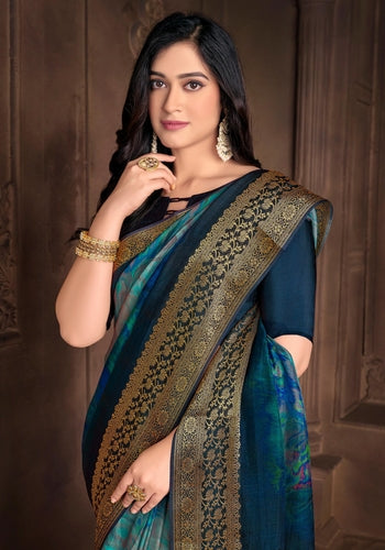 Blue Colour Handloom Silk Saree