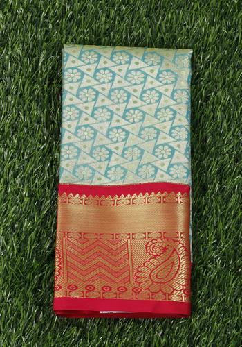 Blue Colour Tissue Silk Pattu Pavadai Material
