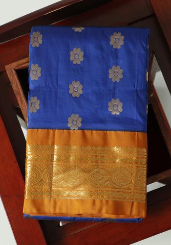 Blue Colour Traditional Saree One Side Border Without Blouse 2