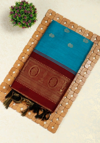 Blue Kalyani Cotton Saree