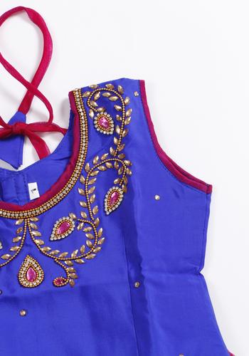 Buy Blue & Purple Colour Kanchipuram Pattu Pavadai