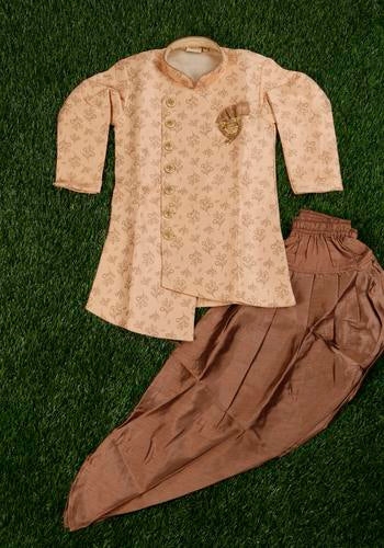 Boys Peach-Design Sherwani Set