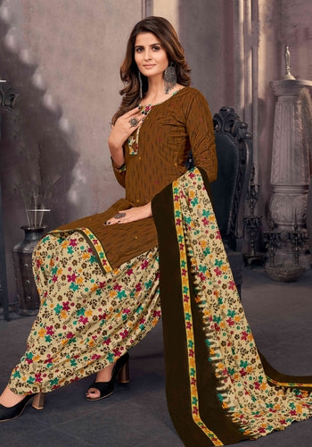 Brown Colour Unstitched Salwar Material