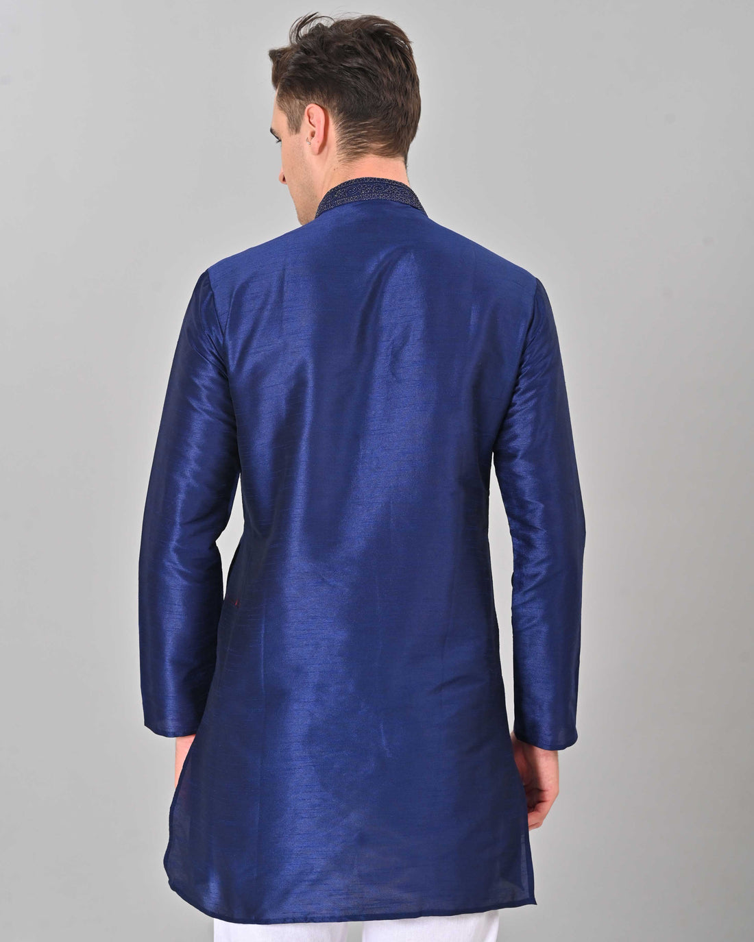 Linen Valley Royal Blue Colour Art Silk Mens Kurta