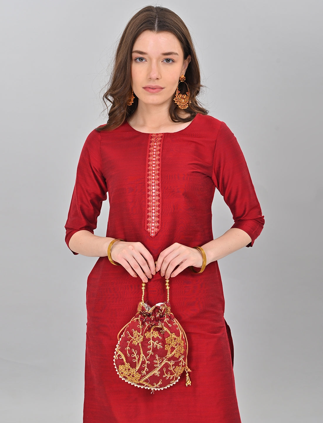 Stylish Women's Maroon Kurti Online Shopping