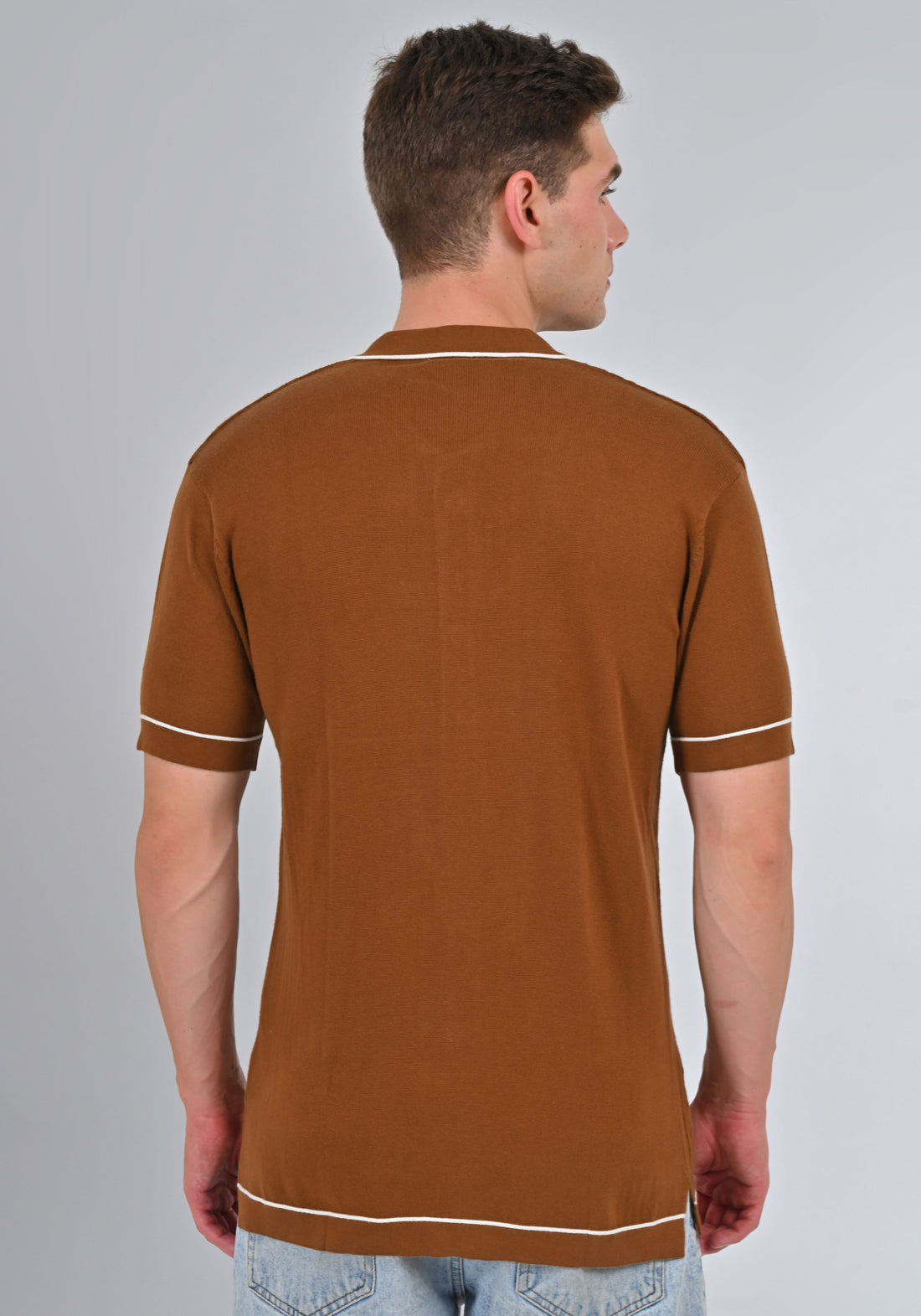 Nativebull Dark Brown Color Cotton Half Sleeve Collar Neck T Shirt