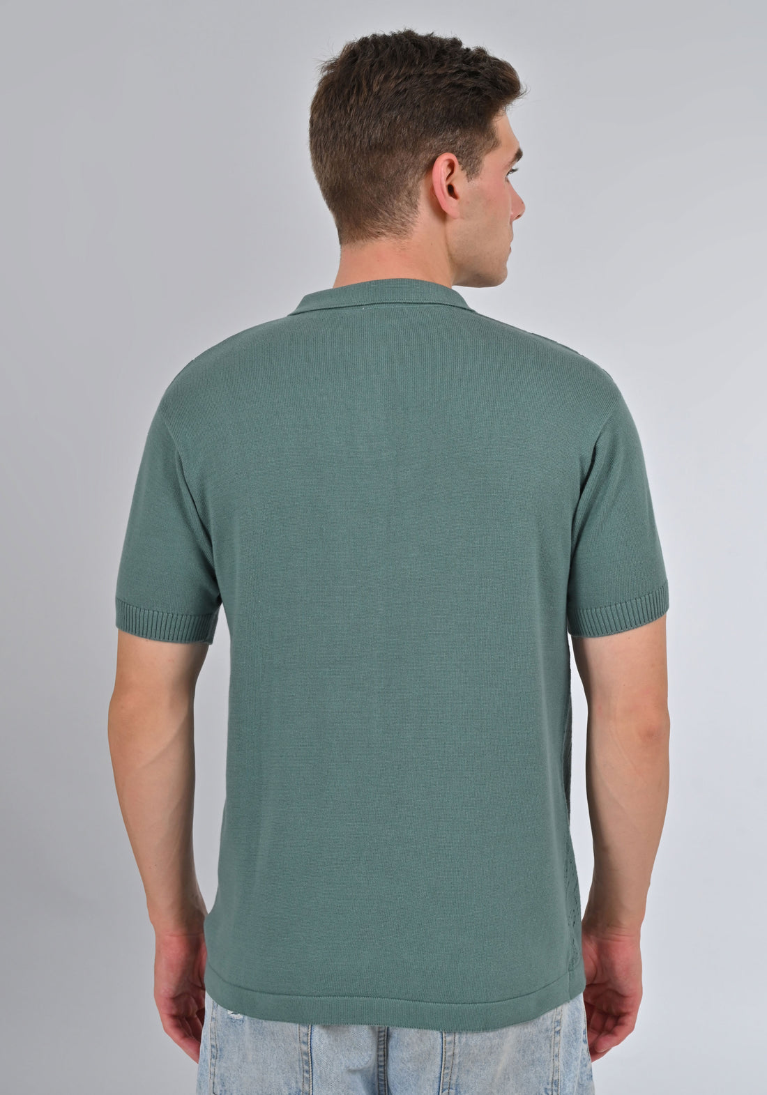 Nativebull Green Color Cotton Half Sleeve Collar Neck T Shirt