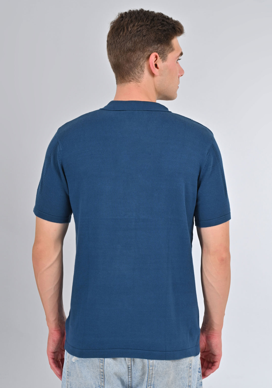 Nativebull Blue Color Cotton Half Sleeve Collar Neck T Shirt