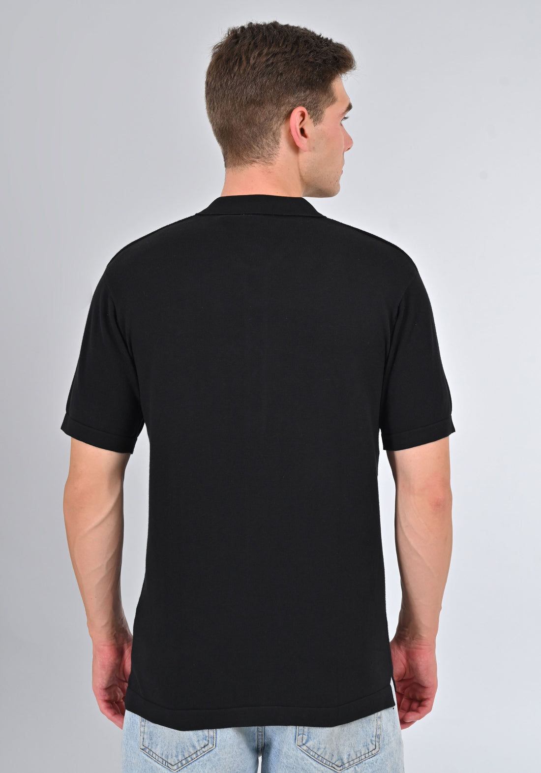 Nativebull Black Color Cotton Half Sleeve Collar Neck T Shirt