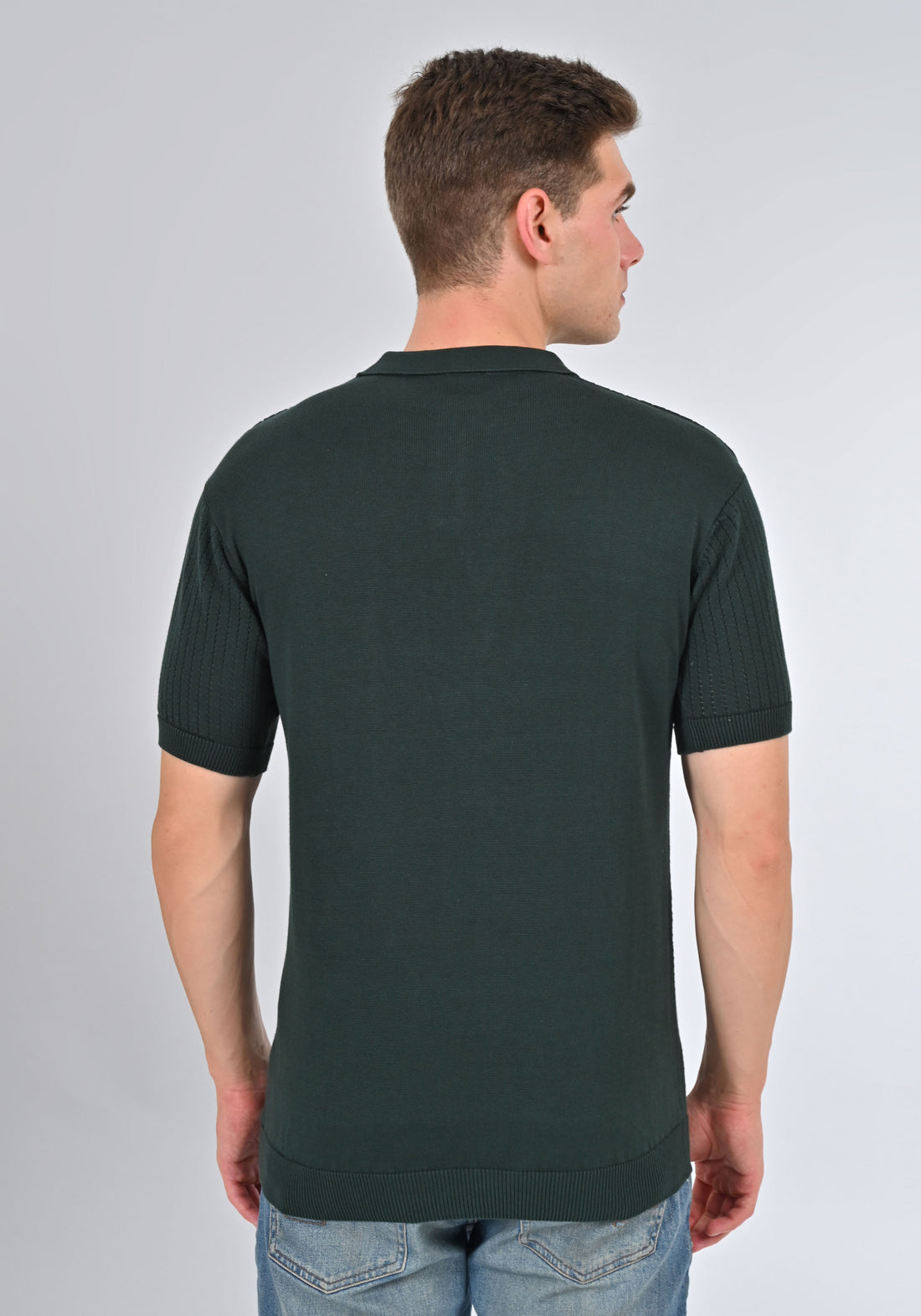 Nativebull Green Color Cotton Half Sleeve Collar Neck T Shirt