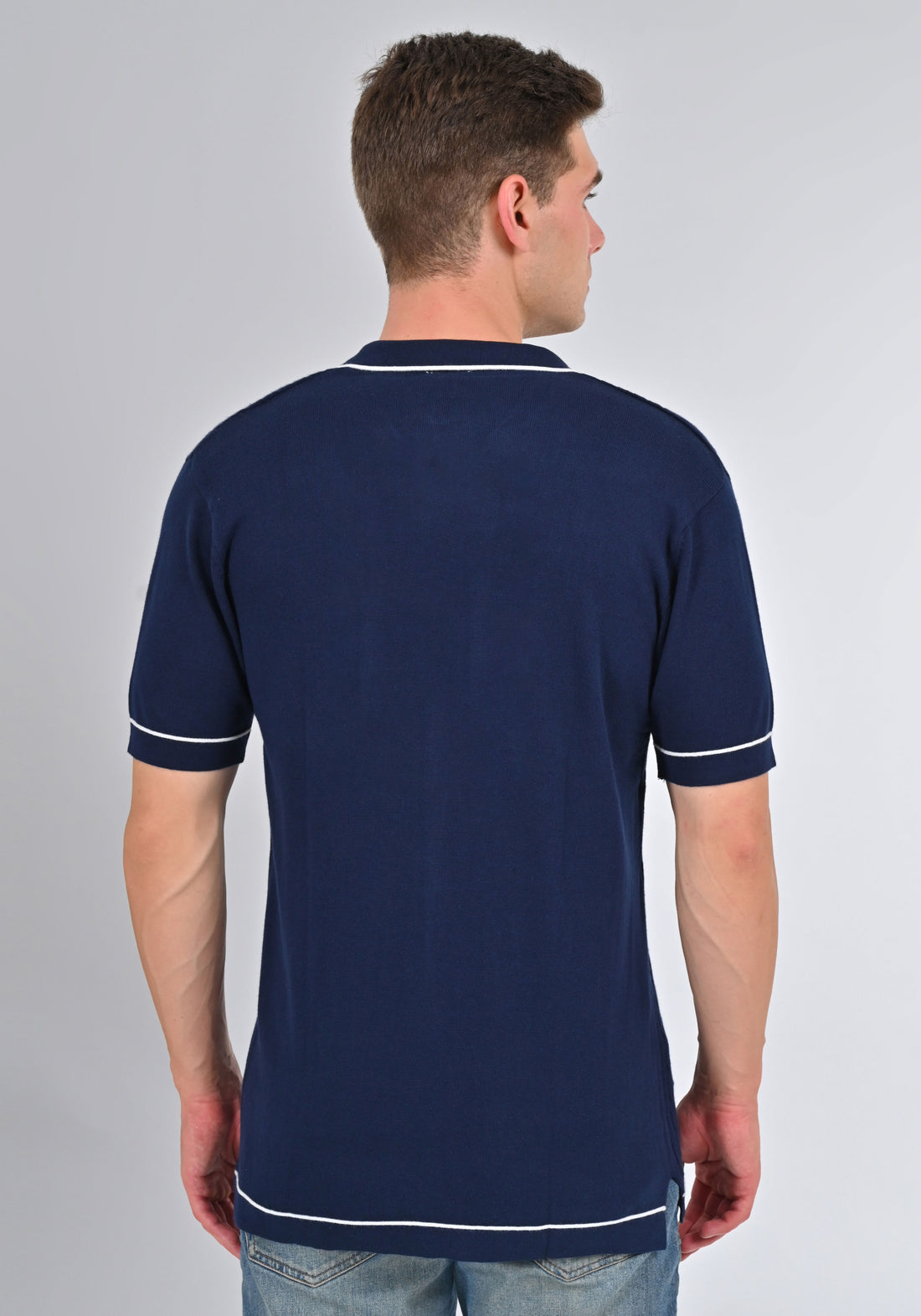 Nativebull Navy Blue Color Cotton Half Sleeve Collar Neck T Shirt