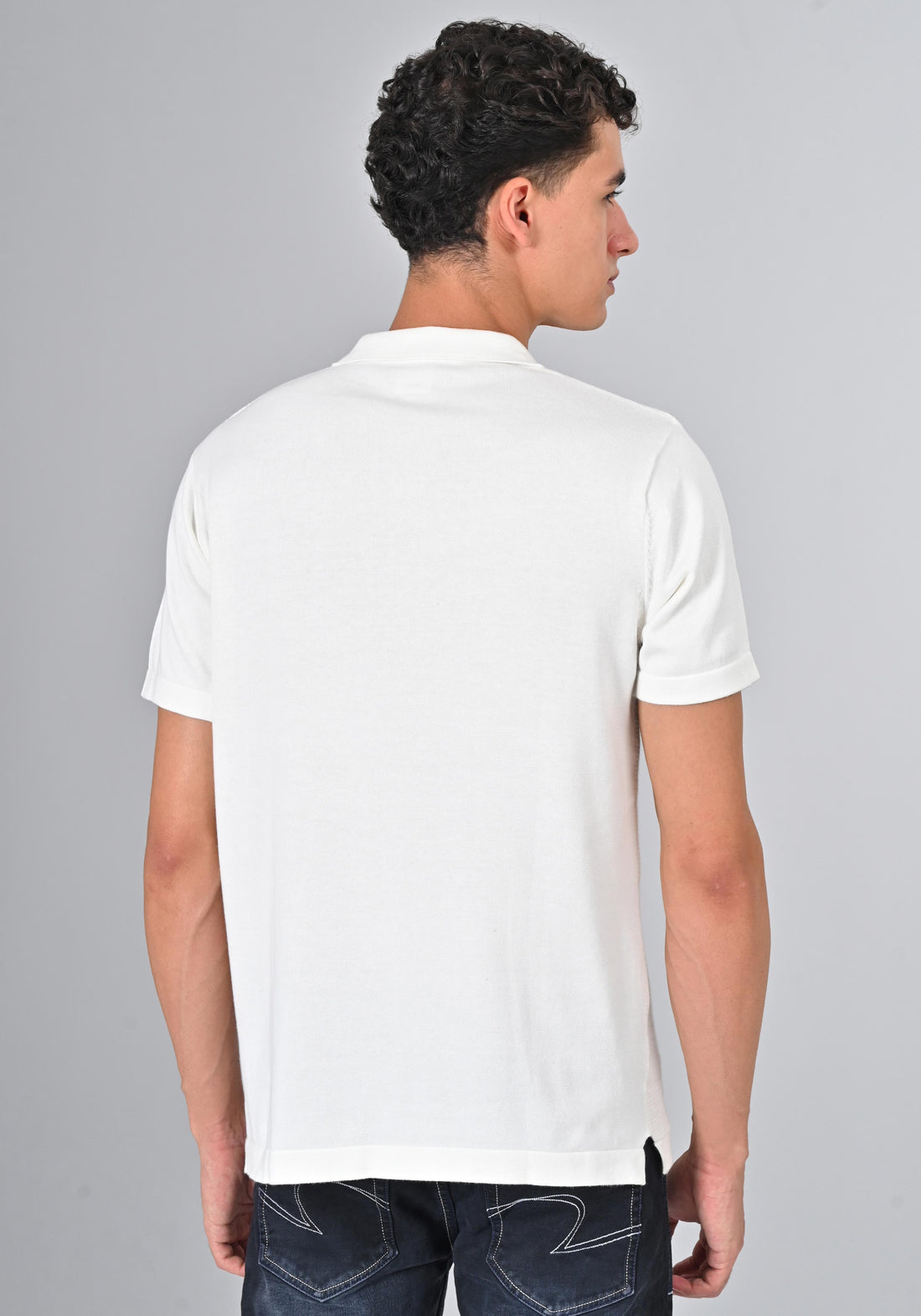 Nativebull White Color Cotton Half Sleeve Collar Neck T Shirt