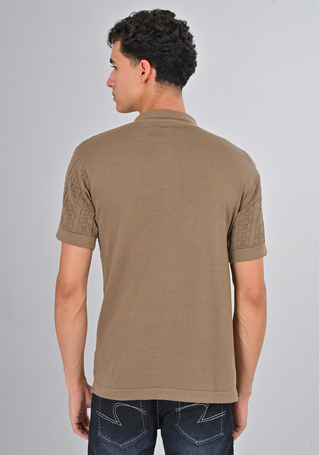 Nativebull Brown Color Cotton Half Sleeve Collar Neck T Shirt