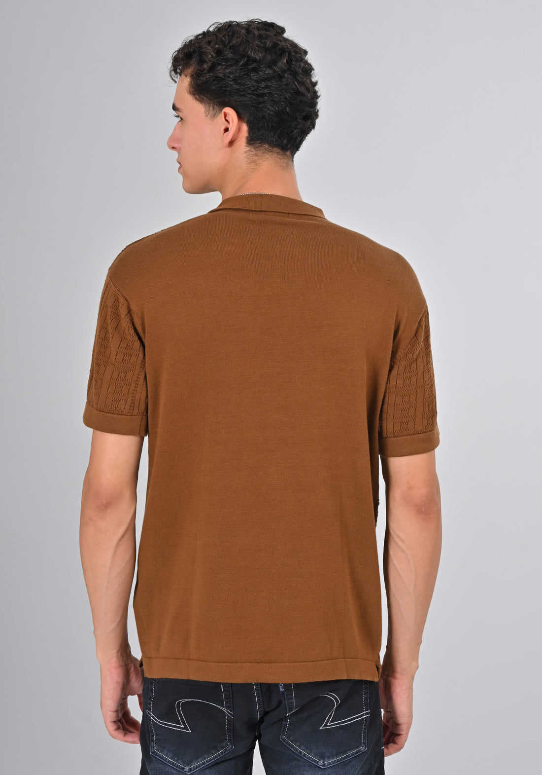 Nativebull Dark Brown Color Cotton Half Sleeve Collar Neck T Shirt