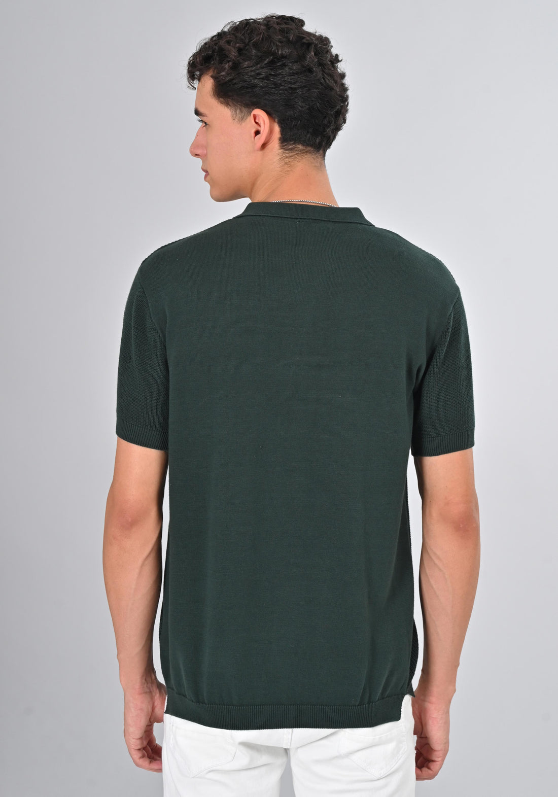 Nativebull Green Color Cotton Half Sleeve Collar Neck T Shirt