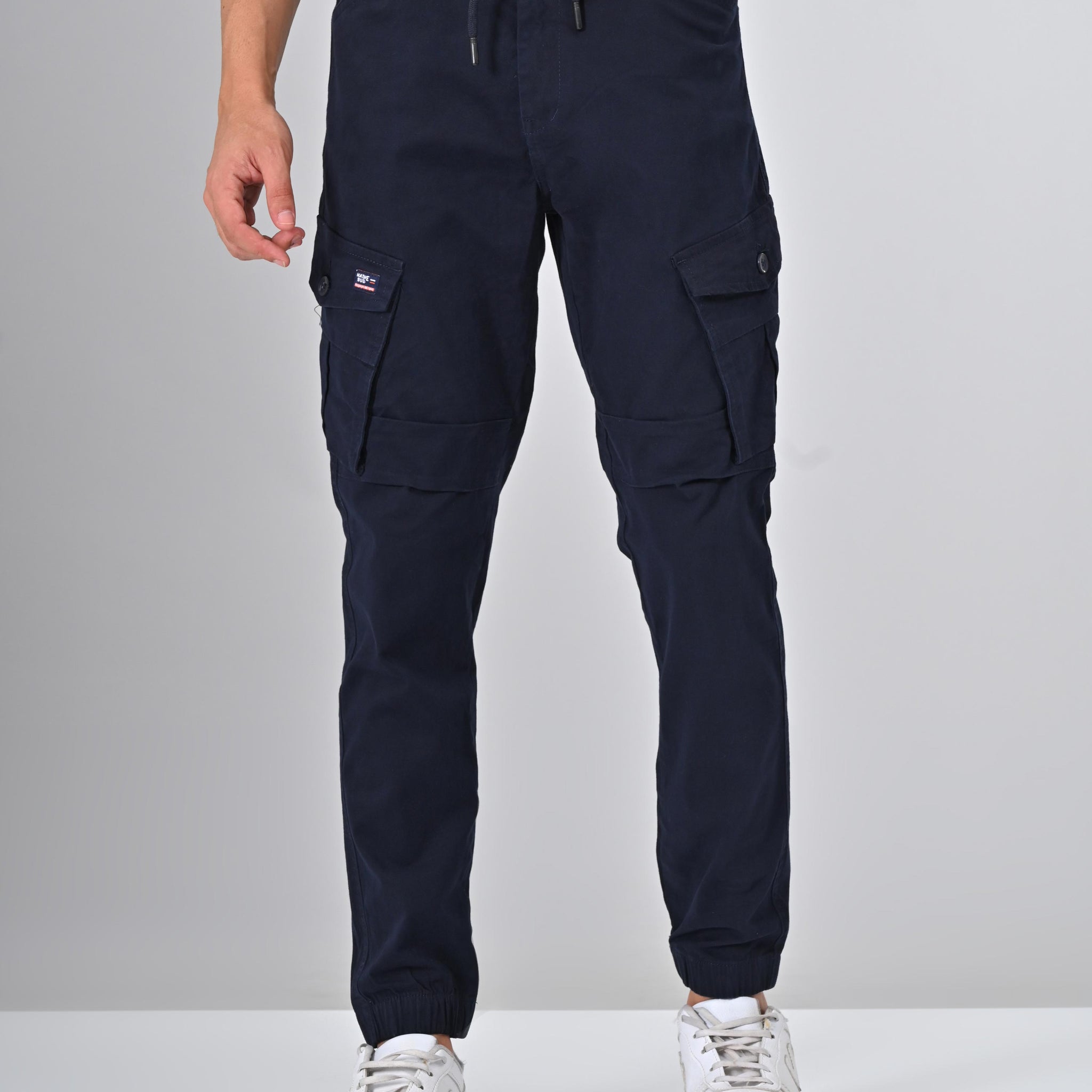 Nativebull Mens Slim Fit  Navy Blue Cargo Pant