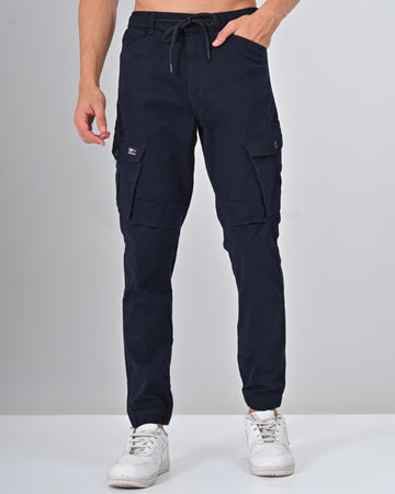 Nativebull Mens Slim Fit  Navy Blue Cargo Pant