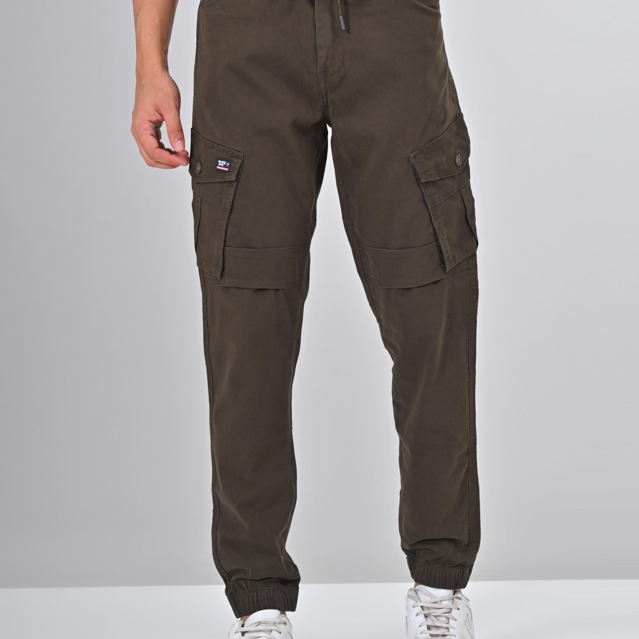 Nativebull Mens Slim Fit Dark Brown Cargo Pant