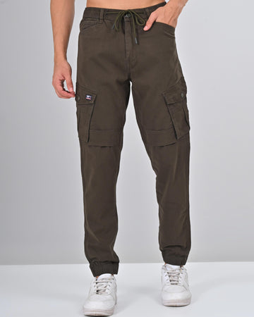 Nativebull Mens Slim Fit Dark Brown Cargo Pant