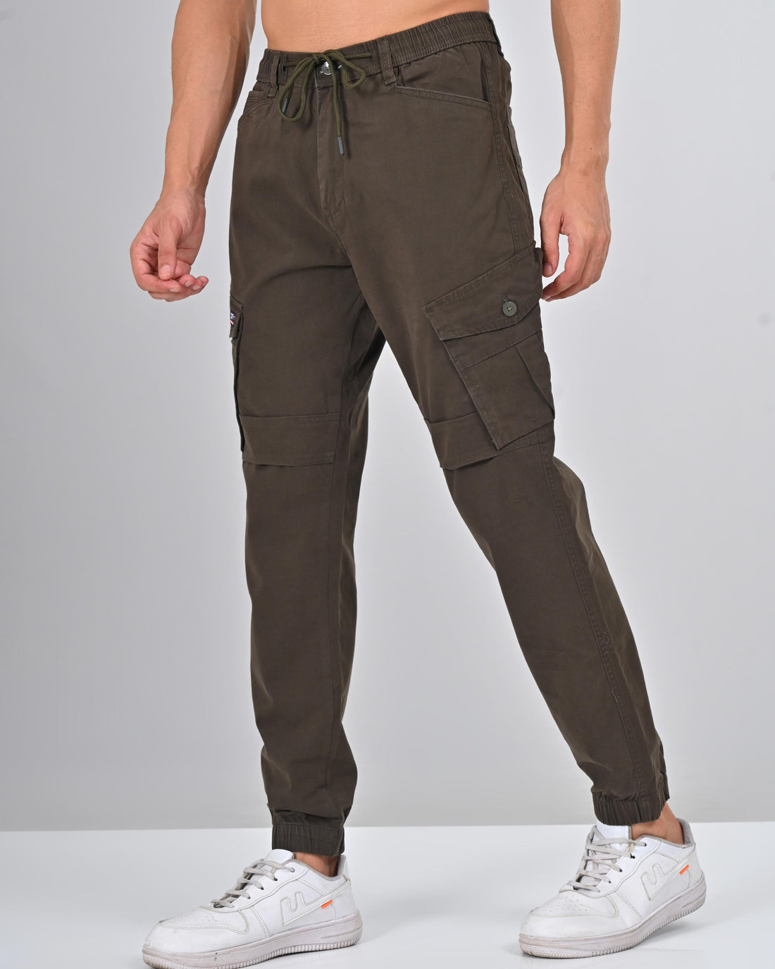 Nativebull Mens Slim Fit Dark Brown Cargo Pant