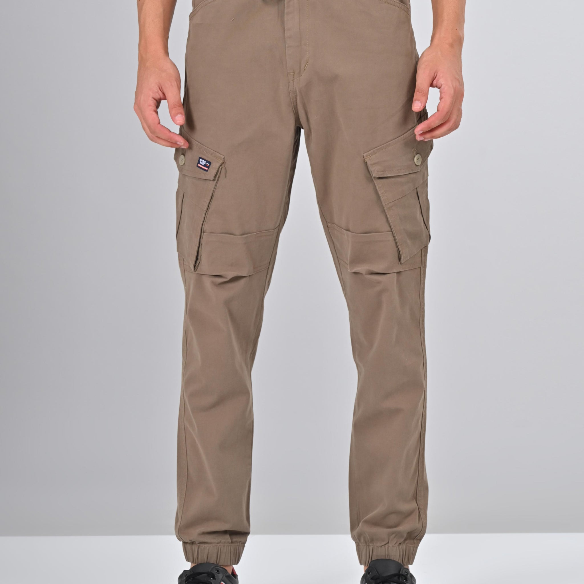 Nativebull Mens Slim Fit Brown Cargo Pant