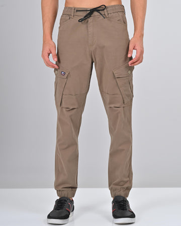 Nativebull Mens Slim Fit Brown Cargo Pant