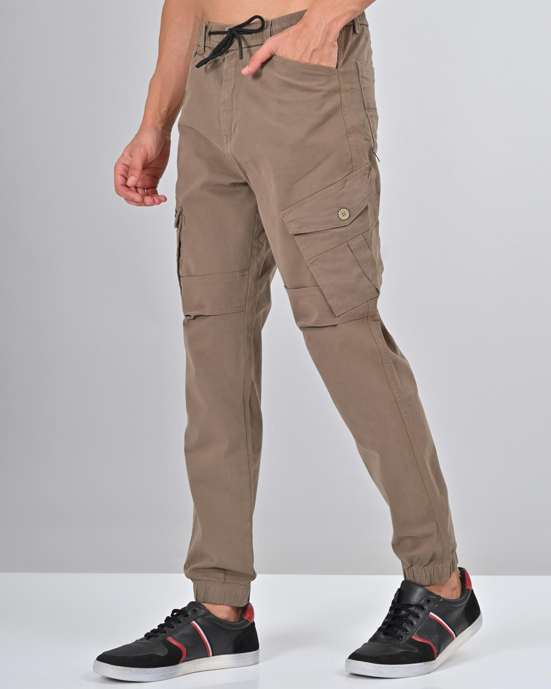 Nativebull Mens Slim Fit Brown Cargo Pant