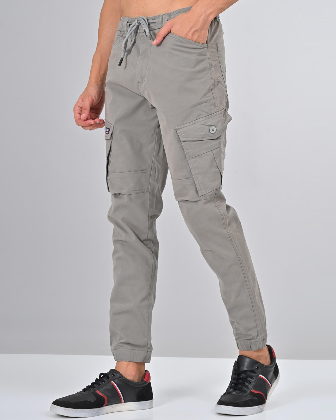 Nativebull Mens Slim Fit Grey Cargo Pant