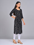 Shop Stylish Women's Black Princess Cut Kurti With Buttoned Down Stripes