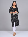 Shop Stylish Women's Black Princess Cut Kurti With Buttoned Down Stripes Online