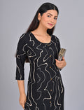 Order Stylish Women's Black Princess Cut Kurti With Buttoned Down Stripes