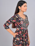 Buy Stylish Women's Navy Blue Floral Printed Embroidered Kurti
Online Shopping