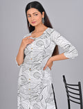 Order Stylish Women's White Princess Cut Kurti With Buttoned Down Stripes
