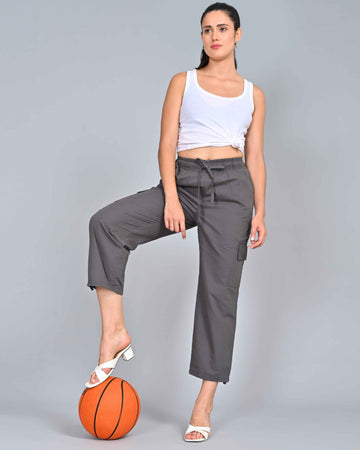 Women's Grey Colour Cargo Pant