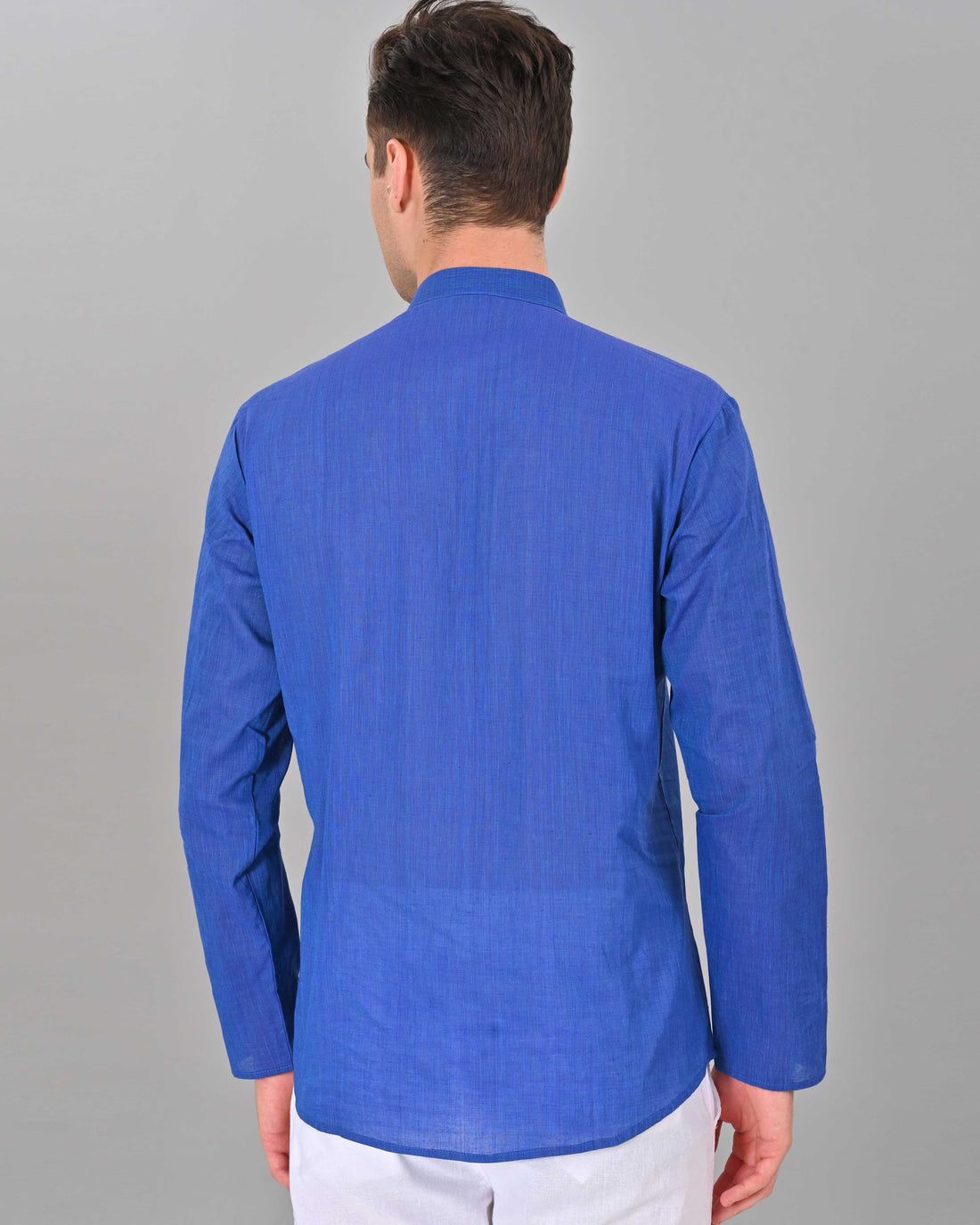 Linen Valley Blue Colour Short Mens Kurta