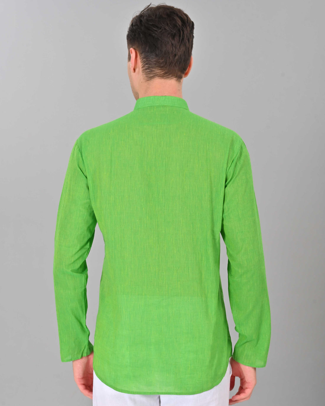 Linen Valley Green Colour Short Mens Kurta