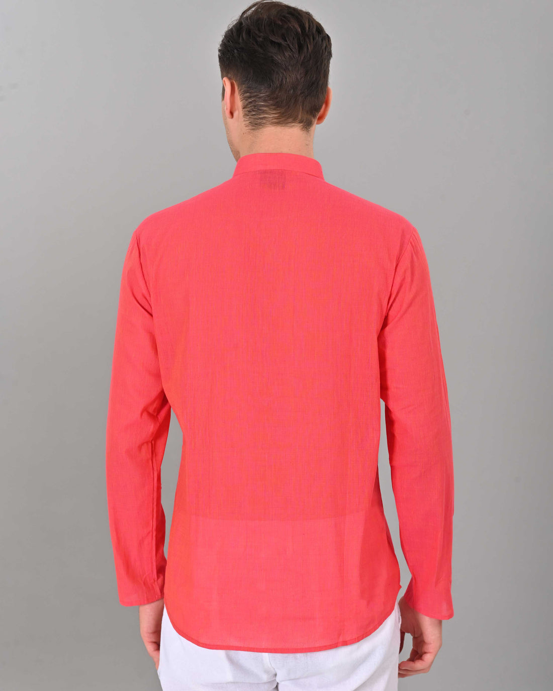 Linen Valley Pink Colour Short Mens Kurta