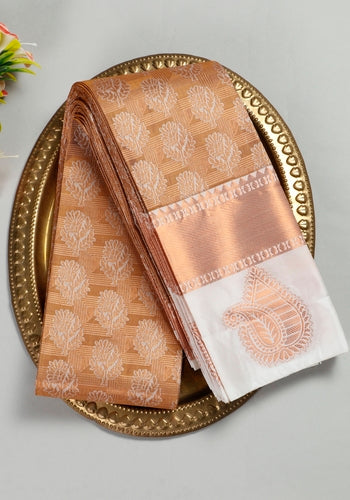 Copper Colour Printed Premium Silk Sarees