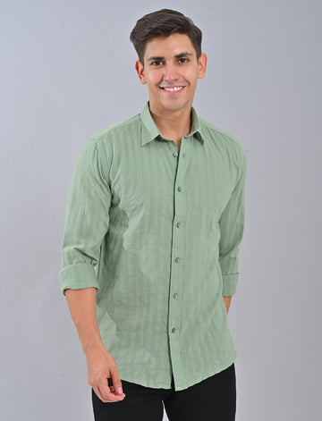 Native Bull Light Olive Striped Shirt