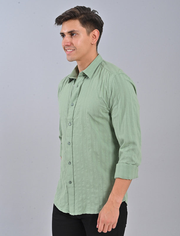 Native Bull Light Olive Striped Shirt