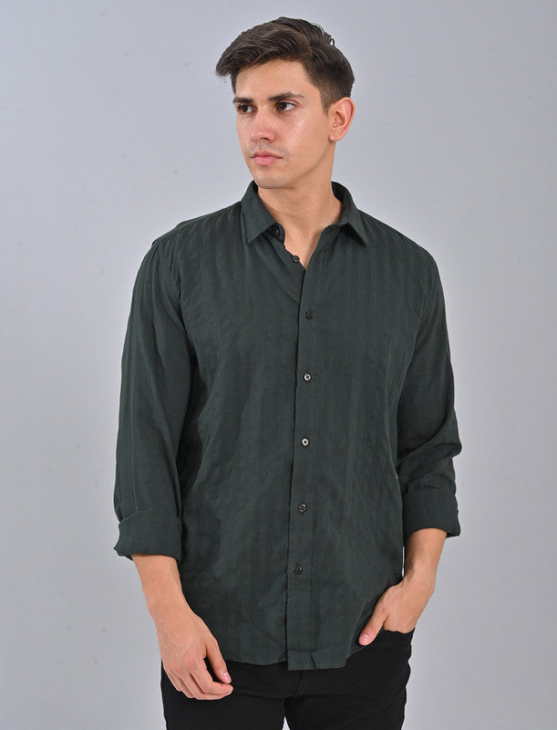 Native Bull Bottle Green Striped Shirt