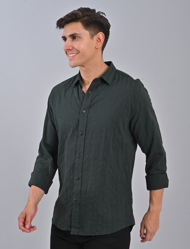 Native Bull Bottle Green Striped Shirt