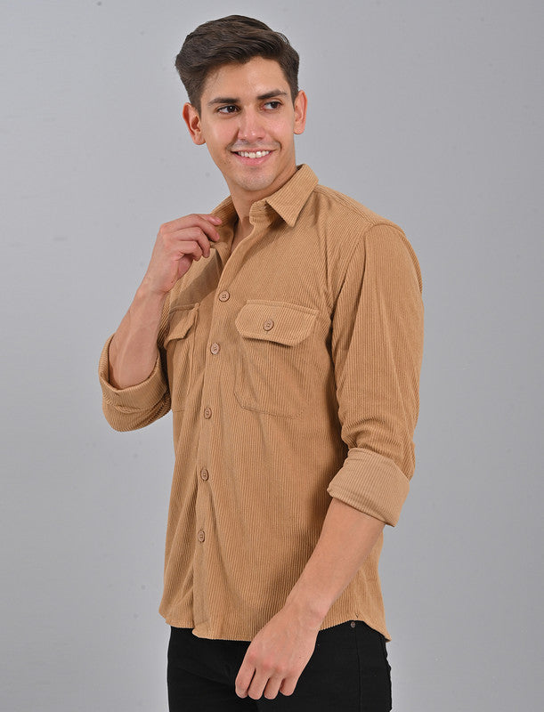 Native Bull Biscuit Brown Corduroy Double Pocket Shirt