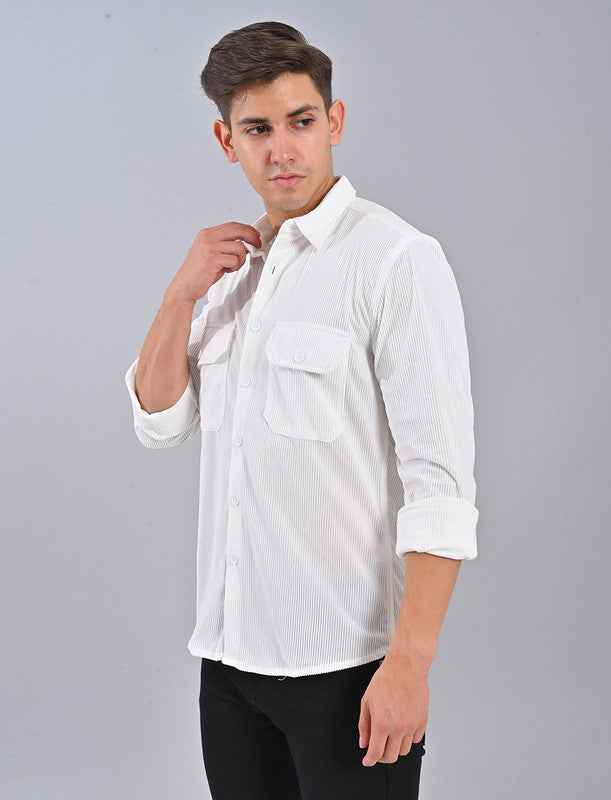 Native Bull White Corduroy Double Pocket Shirt