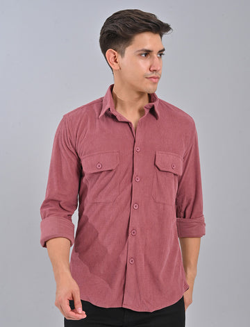 Native Bull Peach Pink Corduroy Double Pocket Shirt